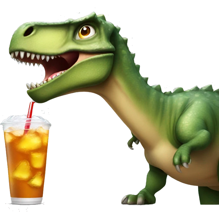 dinosaur with cold drink emoji