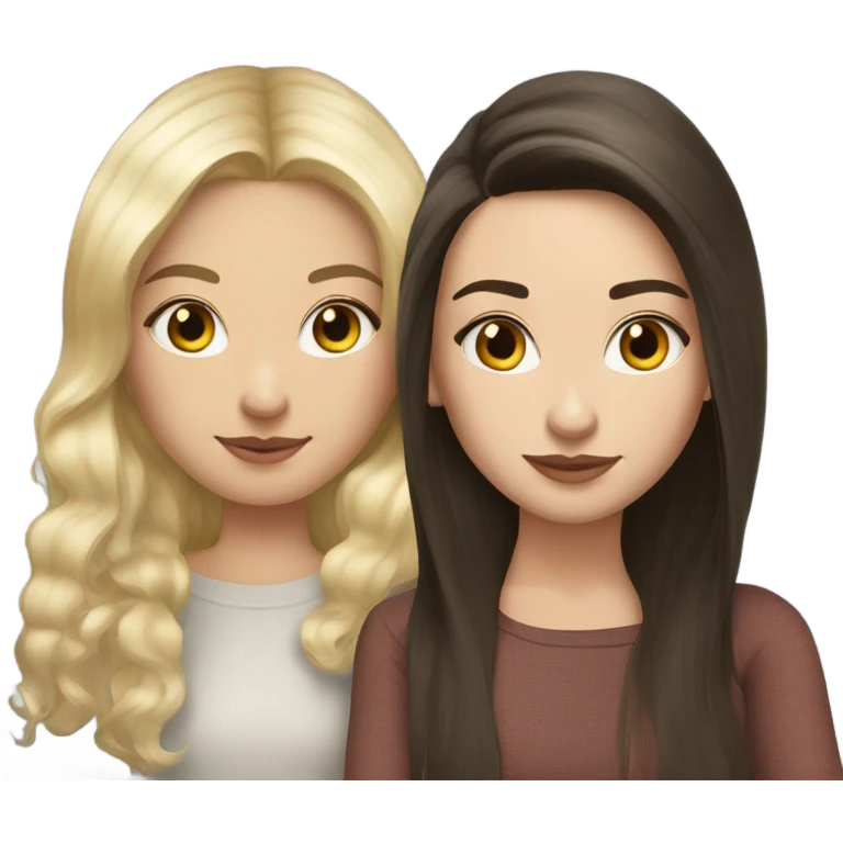 Realistic Russian Brunette hair girl and her Russian blonde haired bestie  emoji