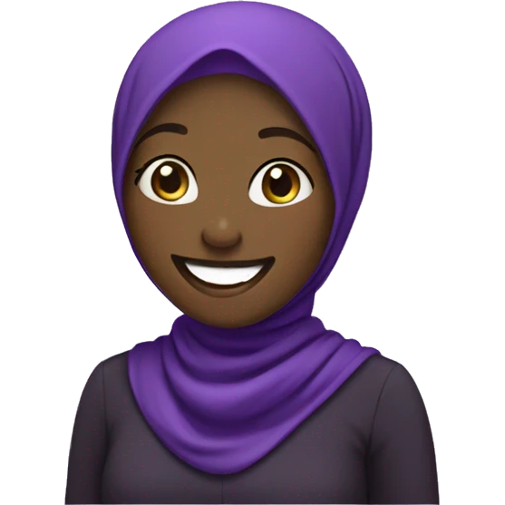 Standing black Hijabi in purple laughing  emoji
