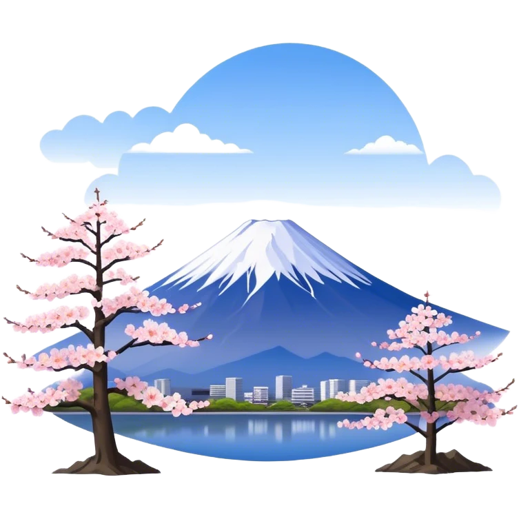 mount fuji with sakuras, no frame emoji