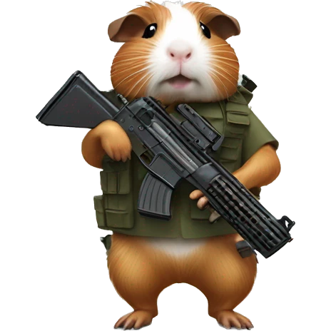 Guinea pig with machine gun emoji