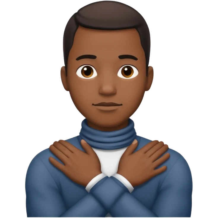 Black guy crossed hand on neck emoji