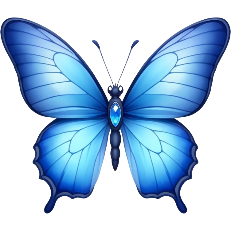 Cinematic Realistic Noble Blue Butterfly Portrait Emoji, Poised and graceful, with delicate, translucent wings rendered in vivid sapphire and indigo tones, a slender, elegant body with finely detailed textures, and gentle, reflective eyes, illuminated by soft natural light, high shine, intelligent and ethereal, styled with an air of refined natural beauty, focused and attentive, soft glowing outline, capturing the essence of a watchful and confident blue butterfly that appears to flutter out of the screen with effortless grace! emoji
