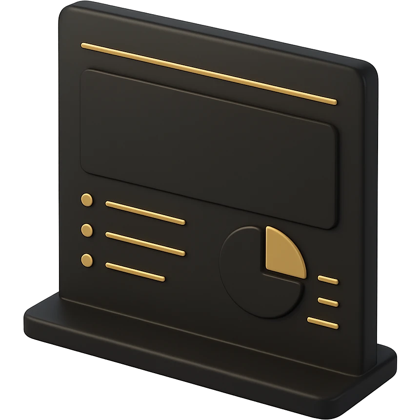 a presentation board in 3D black style emoji