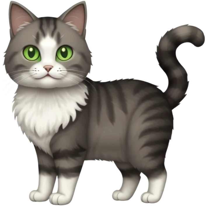 full body half dark grey and half white cat with white front legs emoji