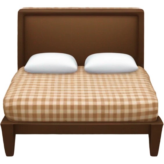 bed with white and brown gingham sheets emoji