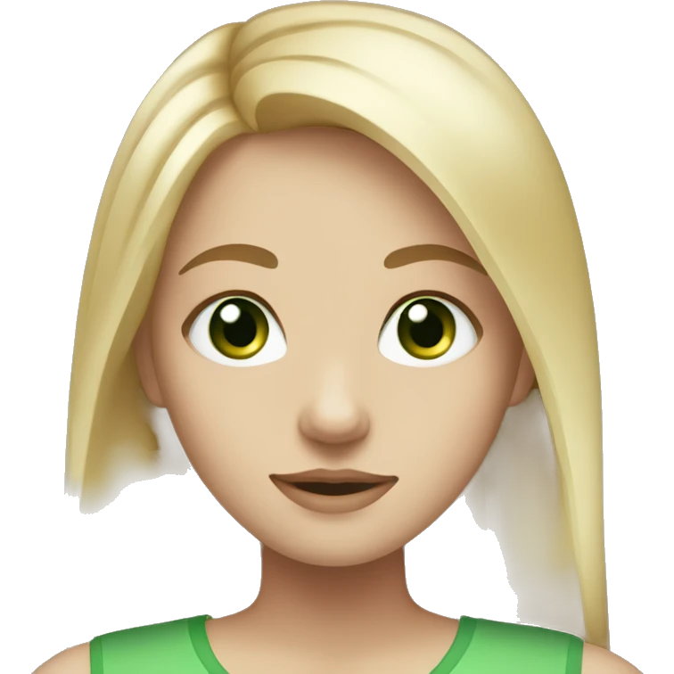 girl, straight blonde hair, green eyes, white skin emoji