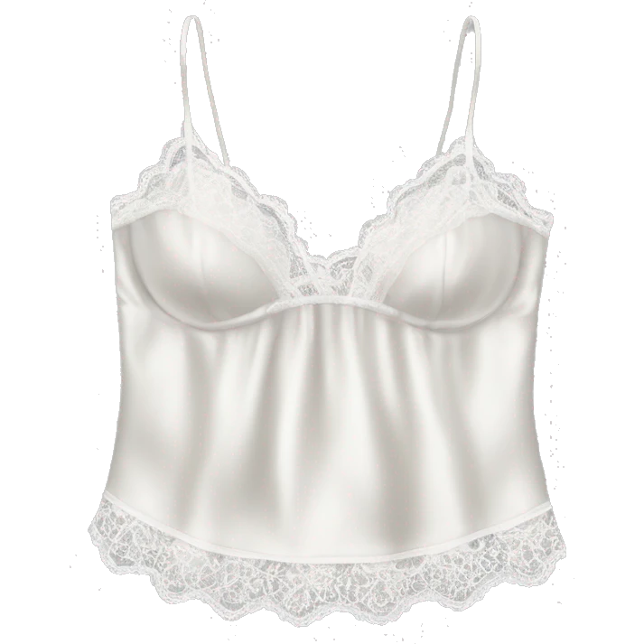 Realistic isolated white lace silk camisole.  emoji