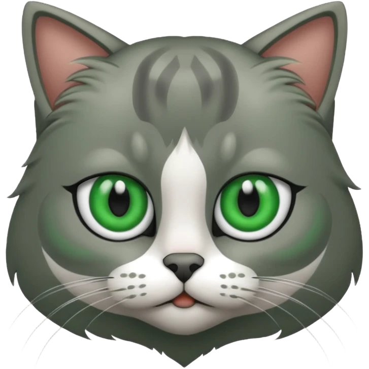 Gato con solo un ojo verde de color gris  emoji