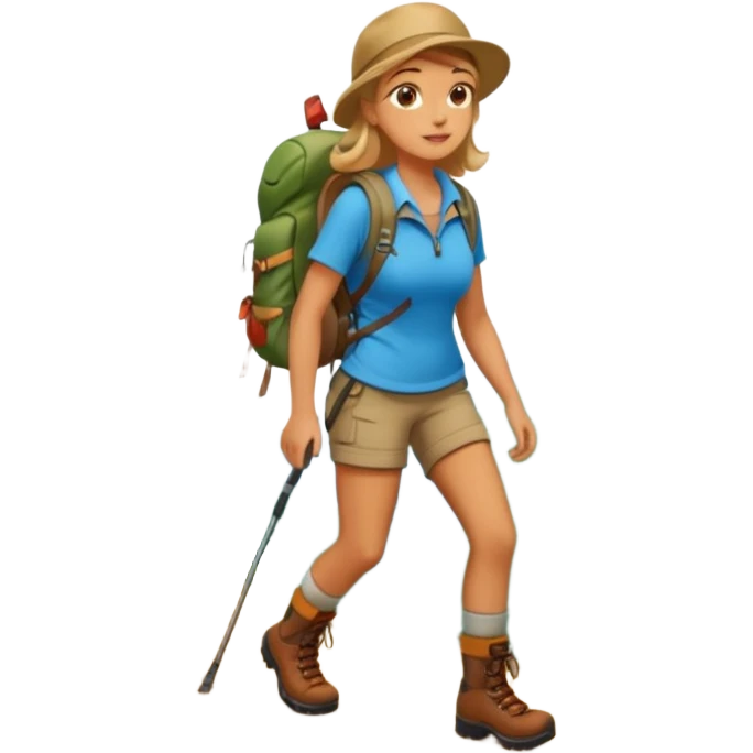 woman hiking in the woods in the sunshine emoji