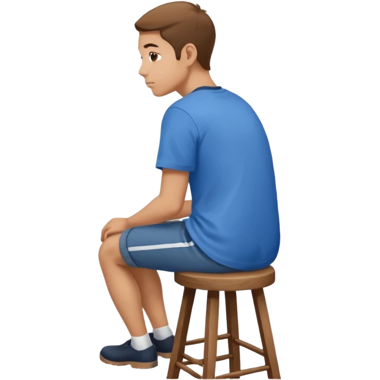 a person sitting on stool full back head turn. emoji