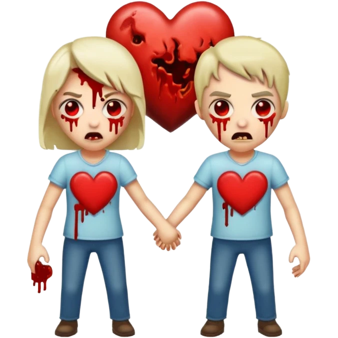 Zombies made out of heart emojies fighting emoji