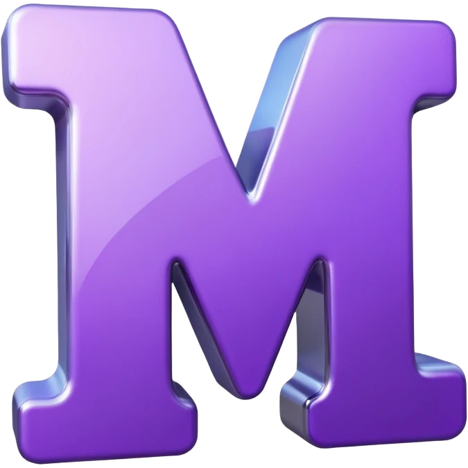 3D text that spells "me" in a shiny purple font  emoji