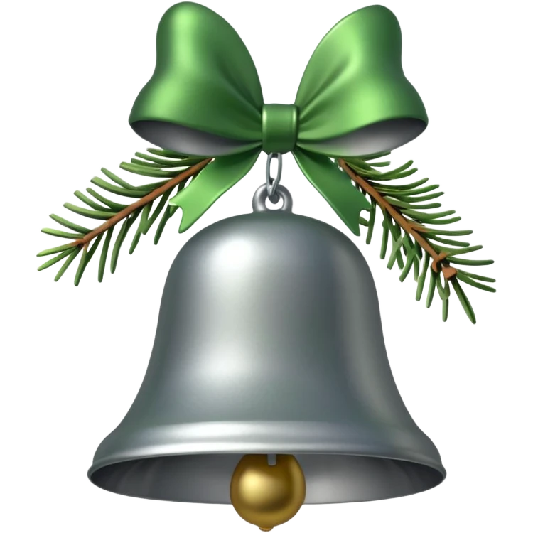  silver christmas bell with pine  emoji