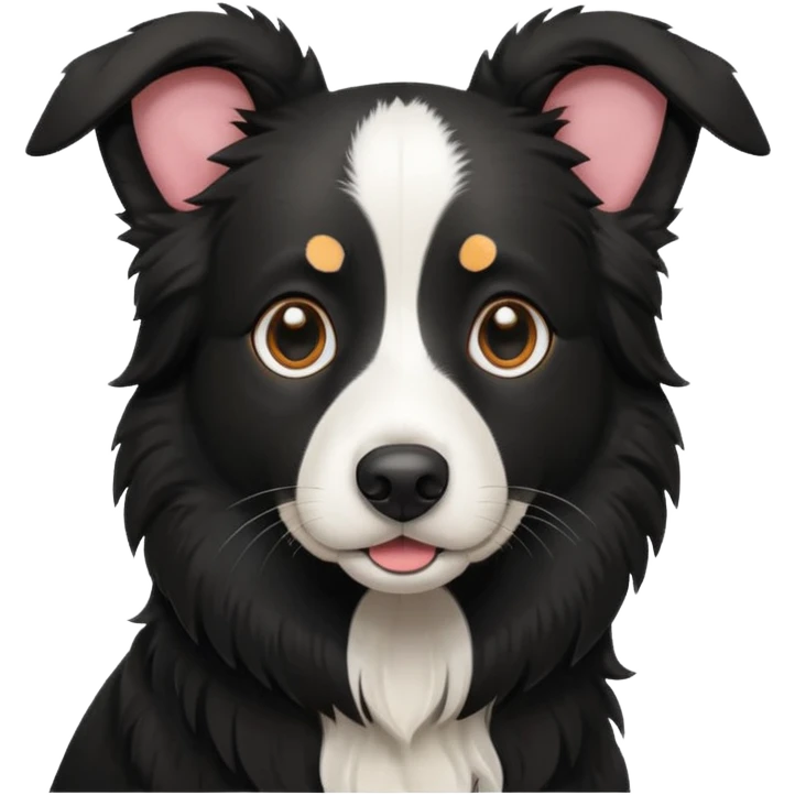 Completely Black border collie floppy ears  emoji