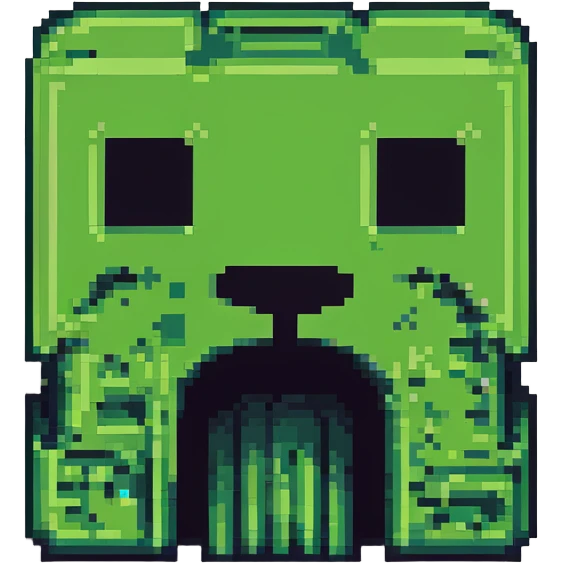 blocky minimal square pixel art Minecraft creeper face, very simple shapes emoji