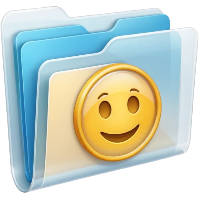 A **simple emoji-style icon** of a **transparent white plastic folder**, minimal and clean, with **rounded corners**, subtle translucency, soft shading, and a **small Concert arena symbol** on the front.
 emoji