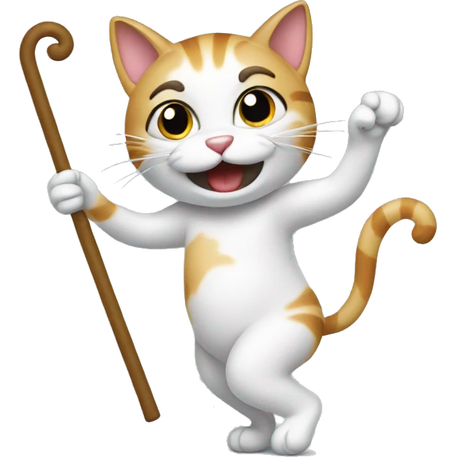 Cat dancing with a cane emoji
