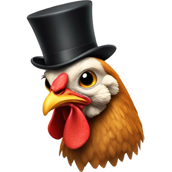 Chicken with top hat emoji