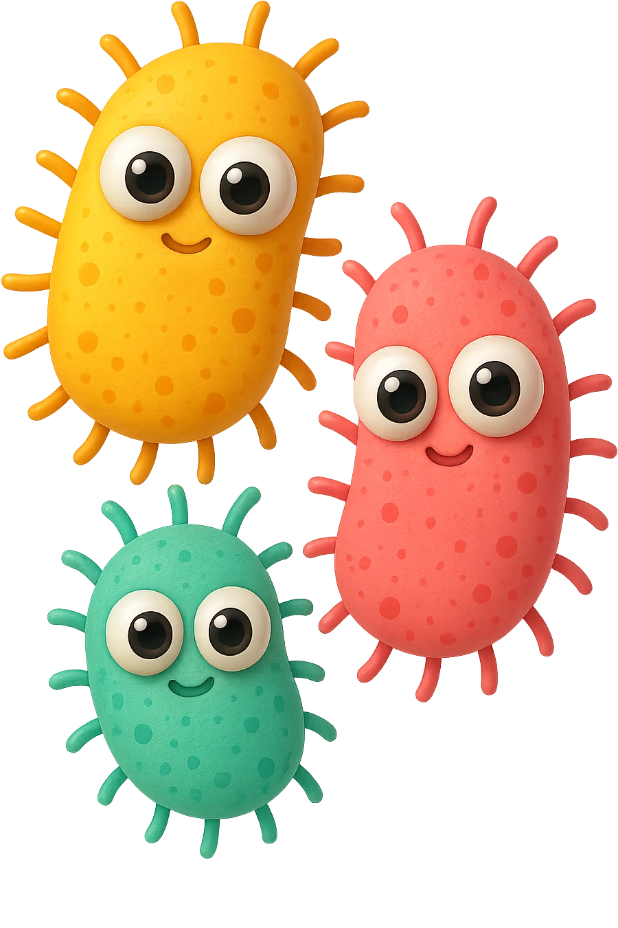 emoji con tre batteri intestinali con occhi 3d emoji