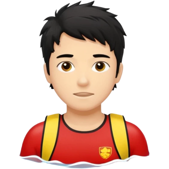 Lifeguard Teenager with Black messy hair swimming to save lives emoji