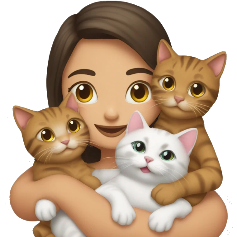 Multiple pet cats in a girl’s lap emoji