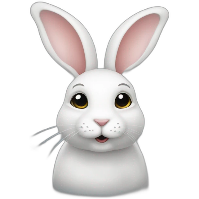 Lapin bélier blanc avec une tache noire sur l'oeil emoji