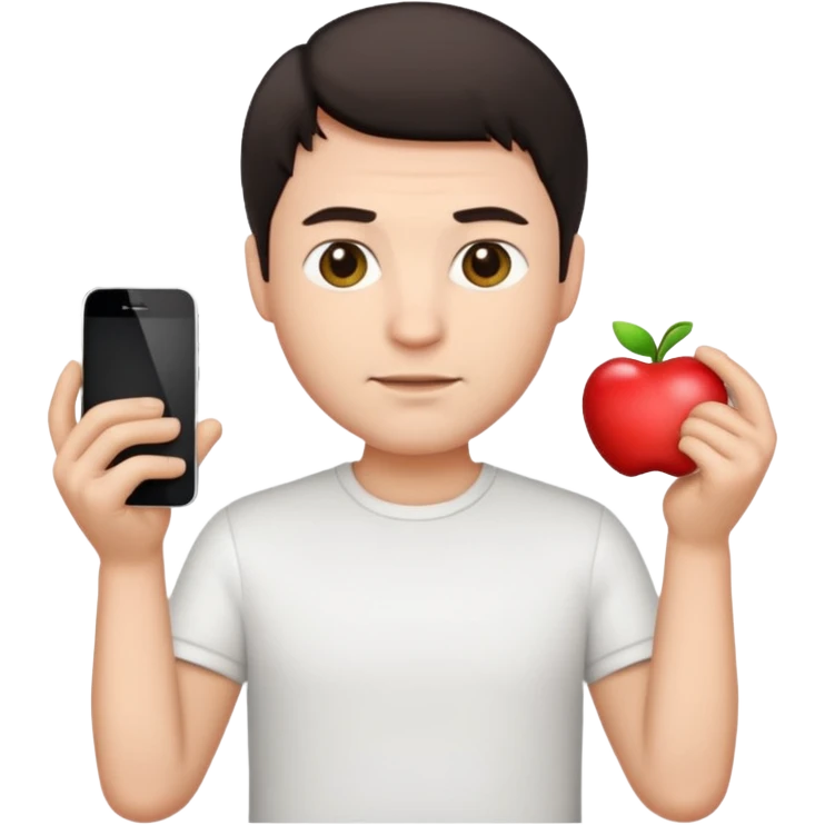 Ai create iPhone emoji, With hair comma hair short, Male, and make white shirt emoji