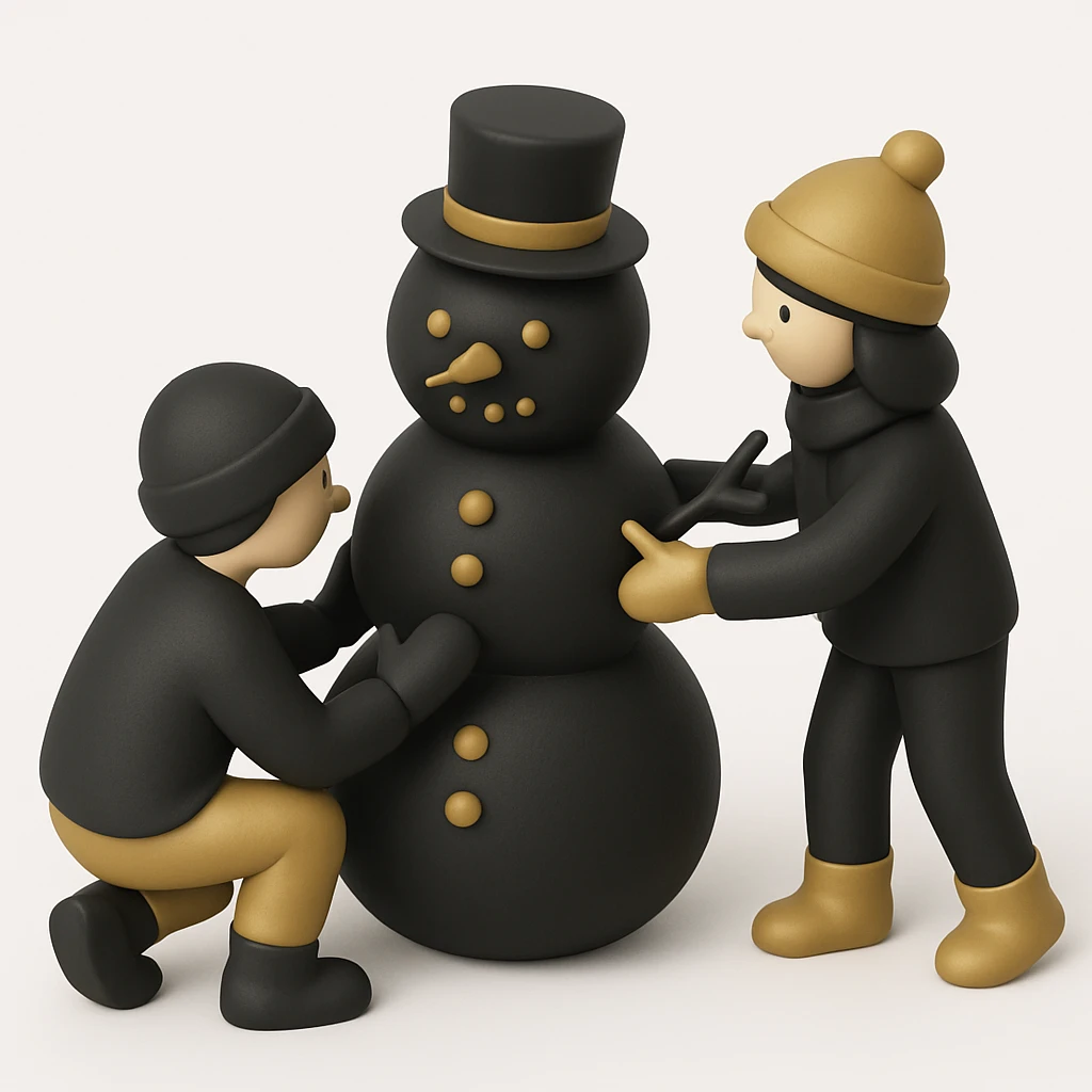 people making a snowman emoji