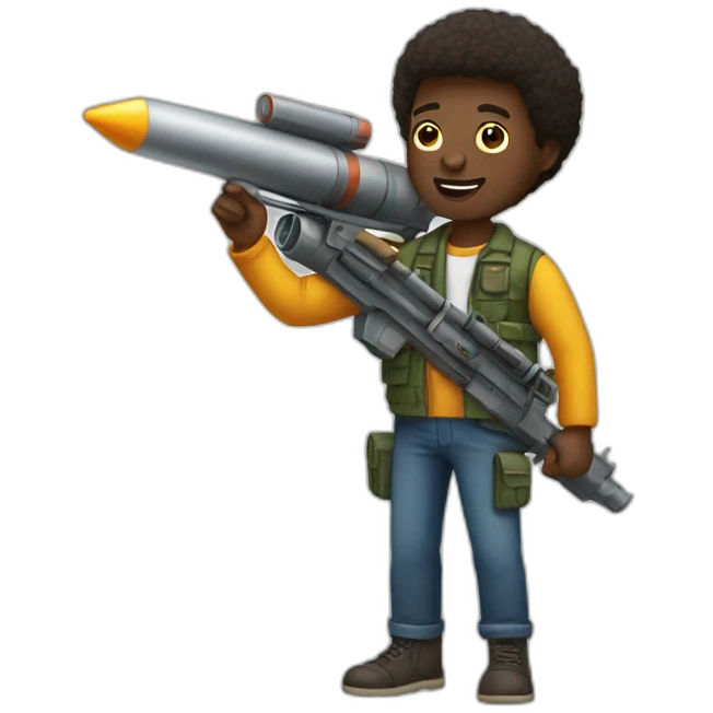 black man holding toy rocket launcher emoji