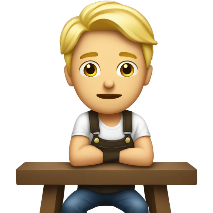 a blond man sitting on a stool and wondering, staring upwards while looking worried  emoji