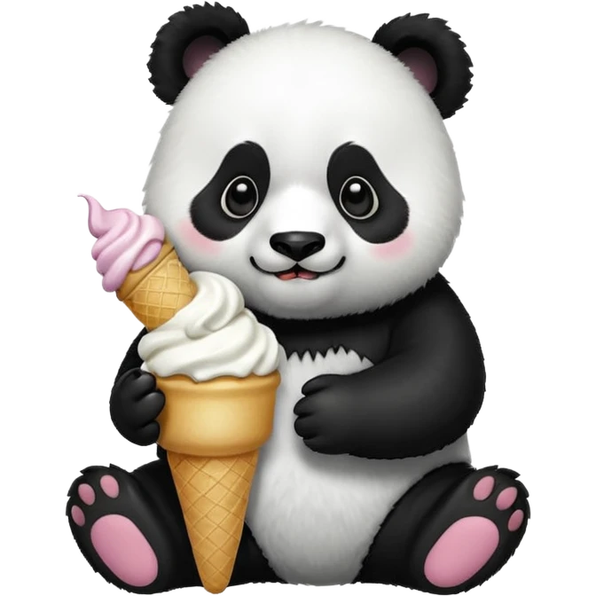 Panda eating ice cream emoji