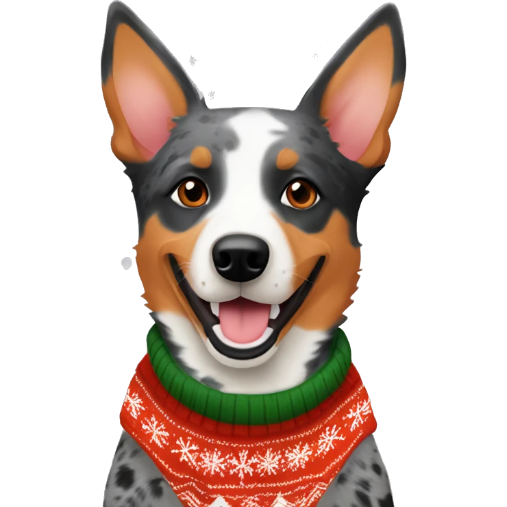 Australian cattle dog orange with christmas sweater  emoji