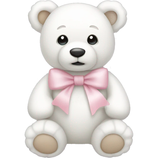 White teddy bear with light pink bow emoji