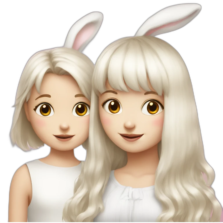 white rabbit with a little girl with bangs emoji