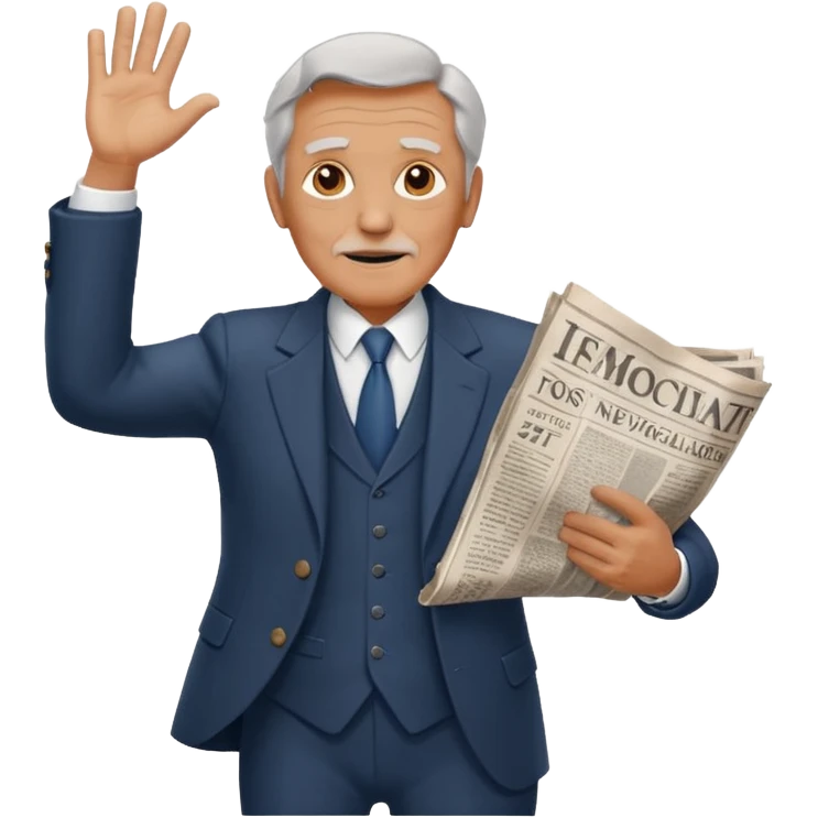 rear-facing old man in a suit throwing a rolled-up newspaper to his left emoji