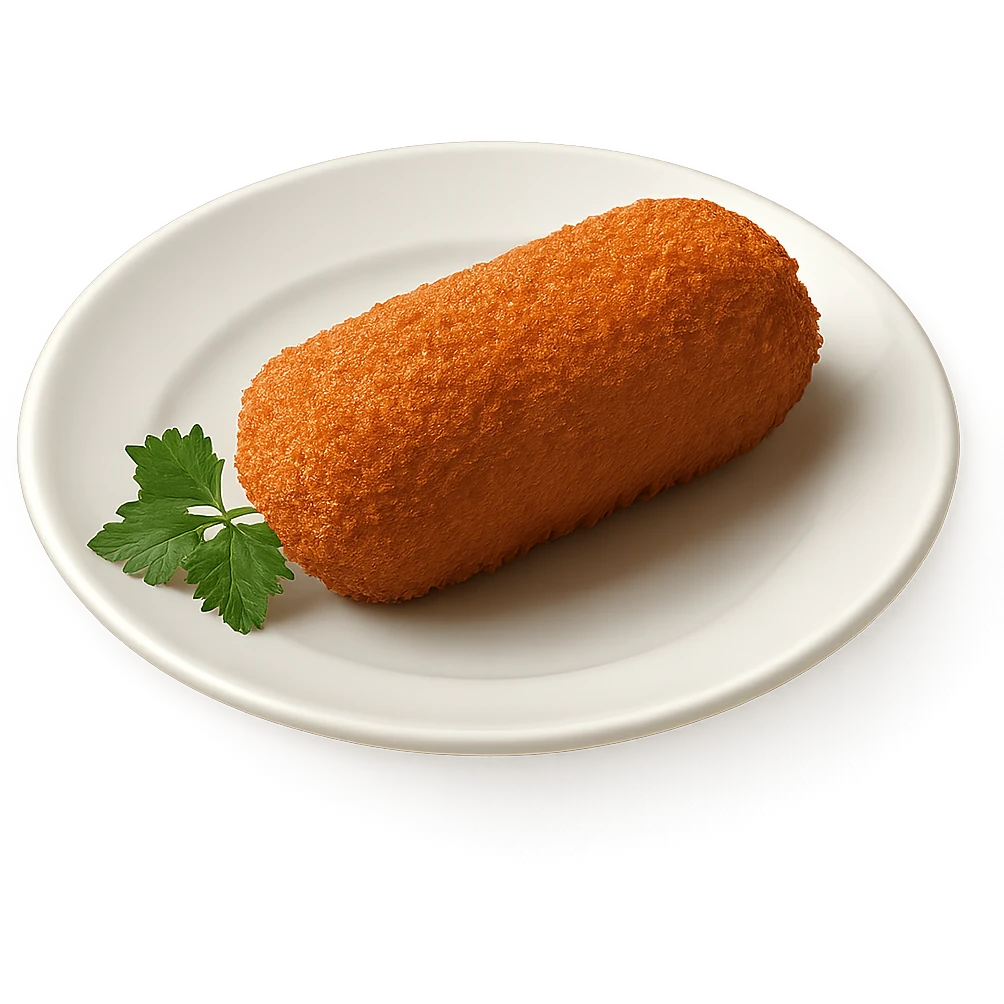 realistic kroket on a white plate, with parsley garnish emoji