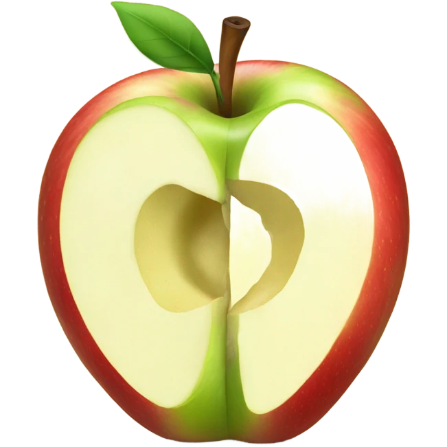 An apple cut in half, showing its interior. emoji