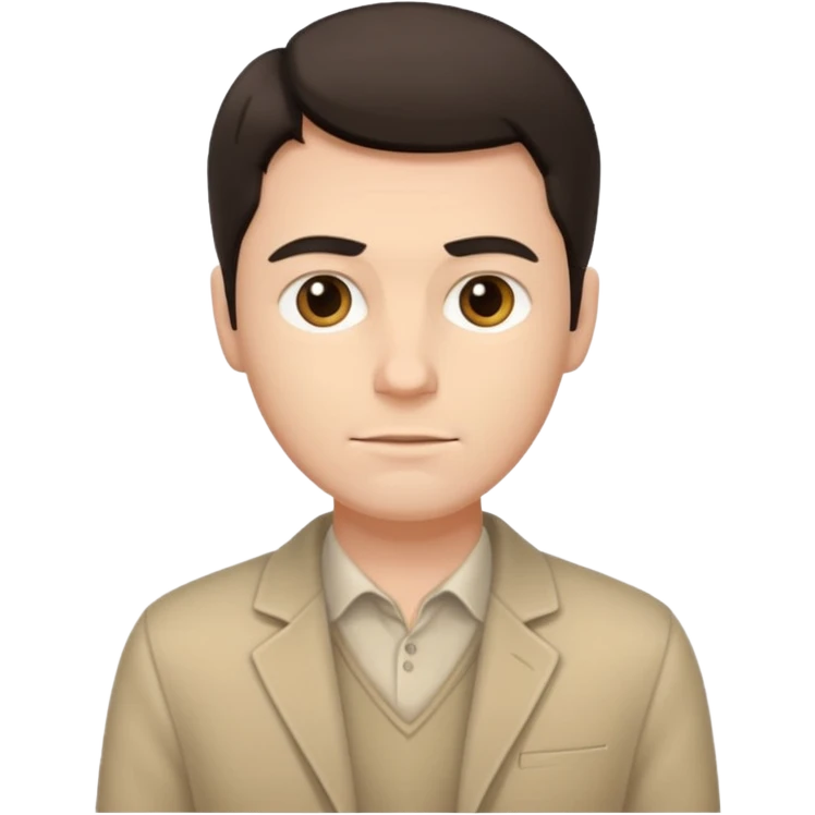 A white man with dark hair and beige clothes emoji