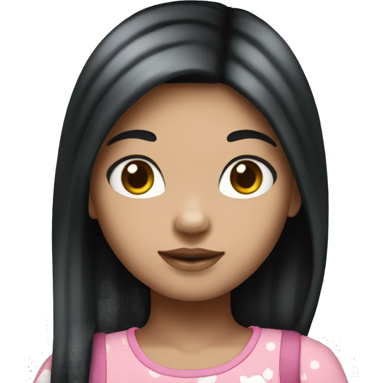 girl with a black straigth hair hello kitty emoji