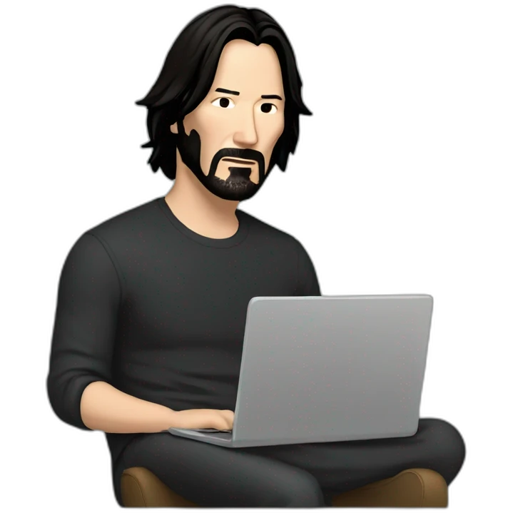 keanu reeves with a laptop emoji