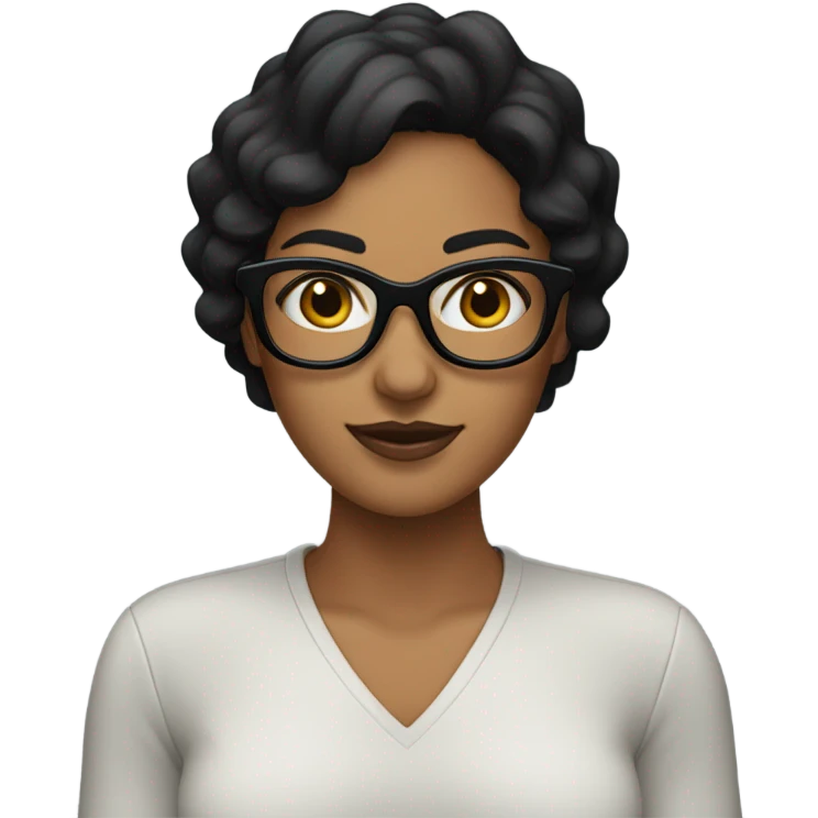 Mujer morena con lentes negros, cabello liso negro emoji