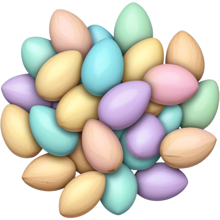 almonds decorated for Easter with pastel colors emoji