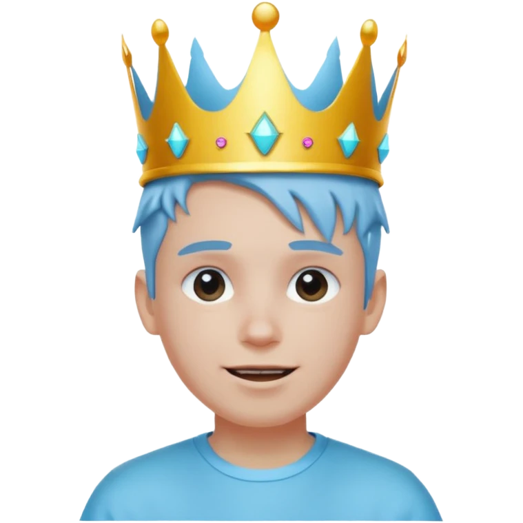 boy neon cyberpunk light blue happy crown white and blue emoji