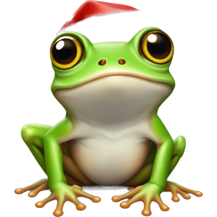 Cute tree frog with Santa hat emoji
