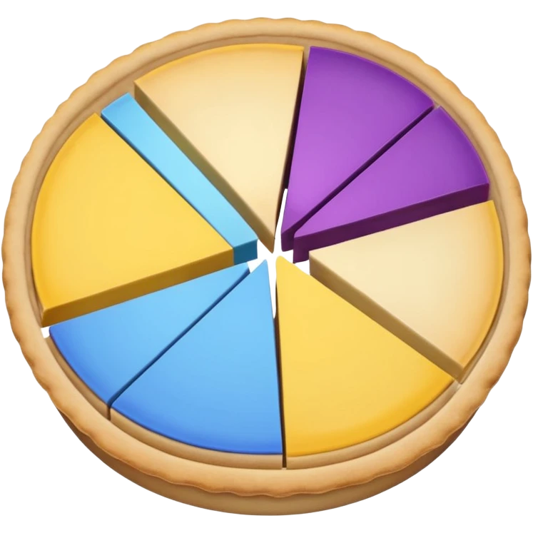 A pie chart with purple, yellow and blue colors only, with only 3  slices emoji