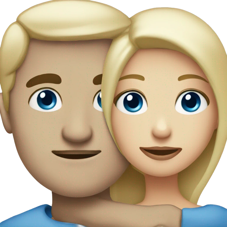 Blond women With Blue eyes Hugging a Man with dark Eyes and Dark hair  emoji