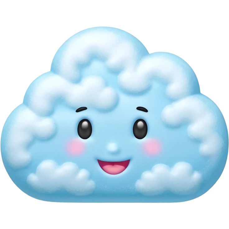 3D render of Cotton Candy Cloudh, made entirely of dessert materials, glistening sugar crystal texture, fluffy spun sugar texture in pastel blue, delicious confectionery aesthetic, Apple emoji style, isolated on white background --v 6.0. emoji