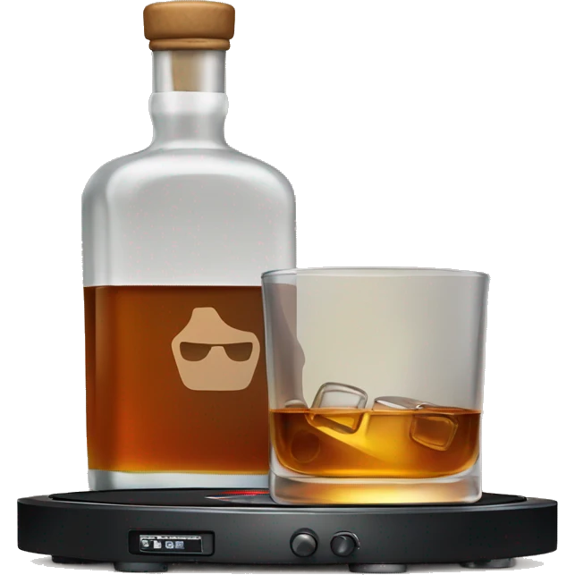 turntable and a glass pf whiskey emoji