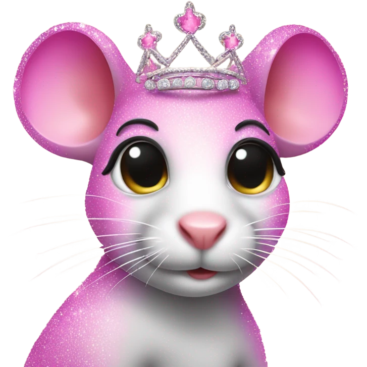 Pink ombre rat with tiara and glitted emoji